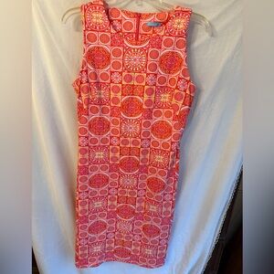 J  McLaughlin S dress sheath Pull On Stretch Sleeveless Pink / yellow summer